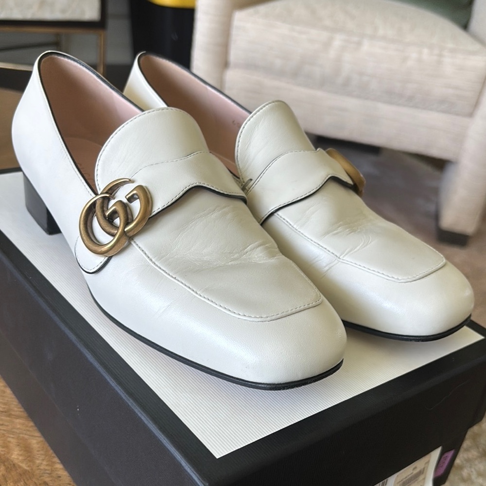 Gucci Mystic White Leather Loafers